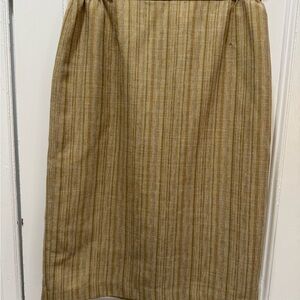 Appleseed's Tan and Brown Silk Blend Midi Pencil Skirt for Work